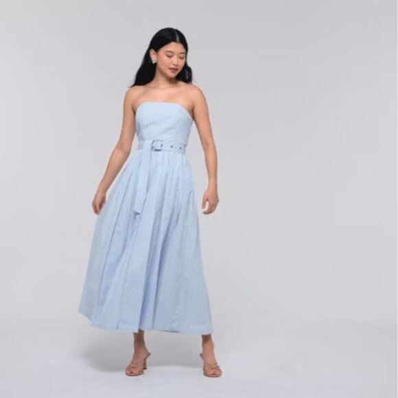 A New Day Belted Midi Bandeau Dress NWT Striped - Picture 4 of 12